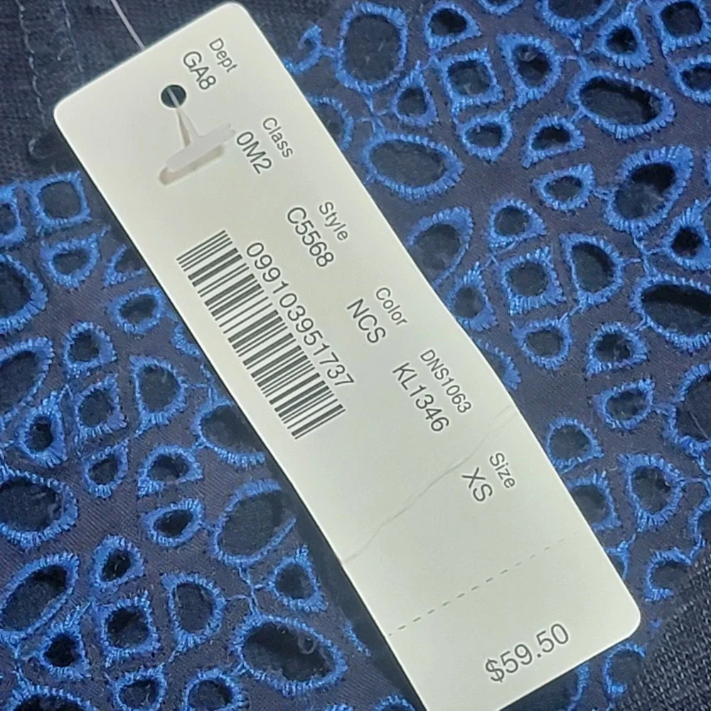 J. Crew Tank Top Blue Lightweight‎ Sleeveless Eyelet Trim Sheer Blouse Sz XS NWT - Picture 6 of 8